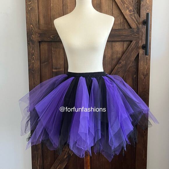 Tutu BLACK PURPLE (M) Tulle Petticoat for Halloween Costume Party Fun Run Spirit - Picture 1 of 5